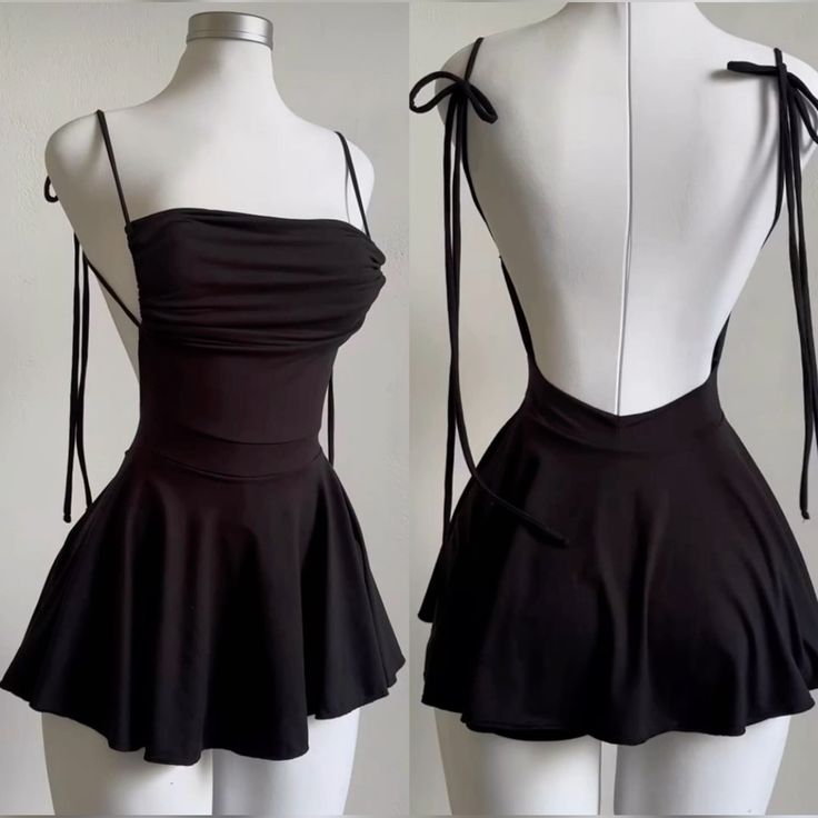 Simple A line Straps Black Short Backless Homecoming Dresses