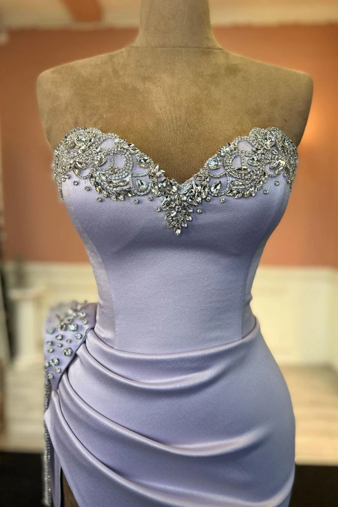Gorgeous Sweetheart Beadings Prom Dress With Side Slit