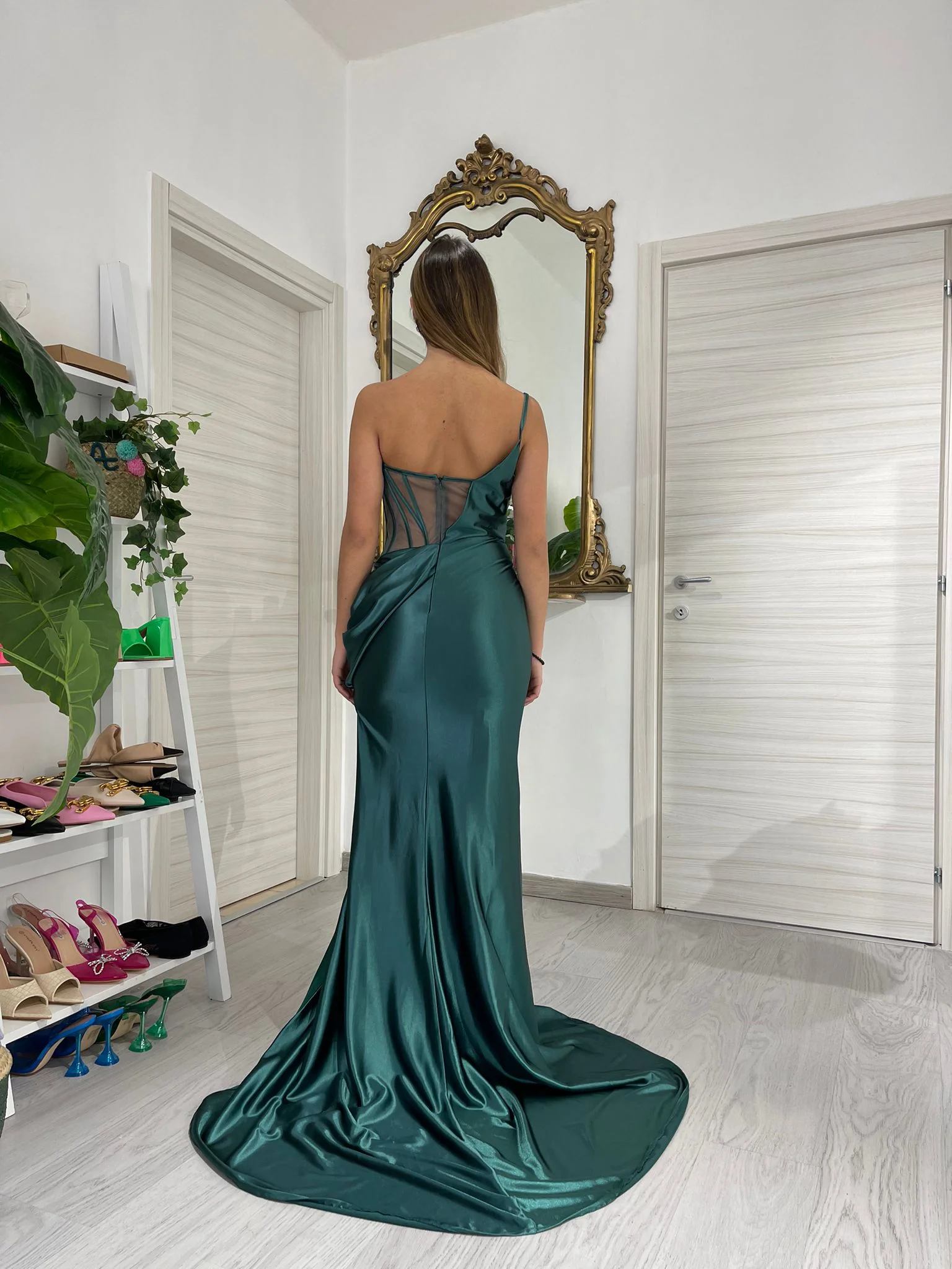 Sexy Mermaid Prom Dress With Split See-through Evening Dress