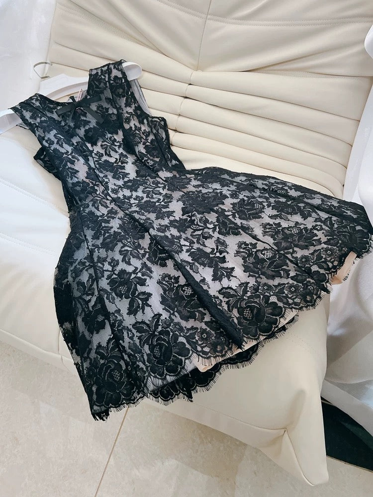Cute A line Black Short Lace Homecoming Dresses Cocktail Dress
