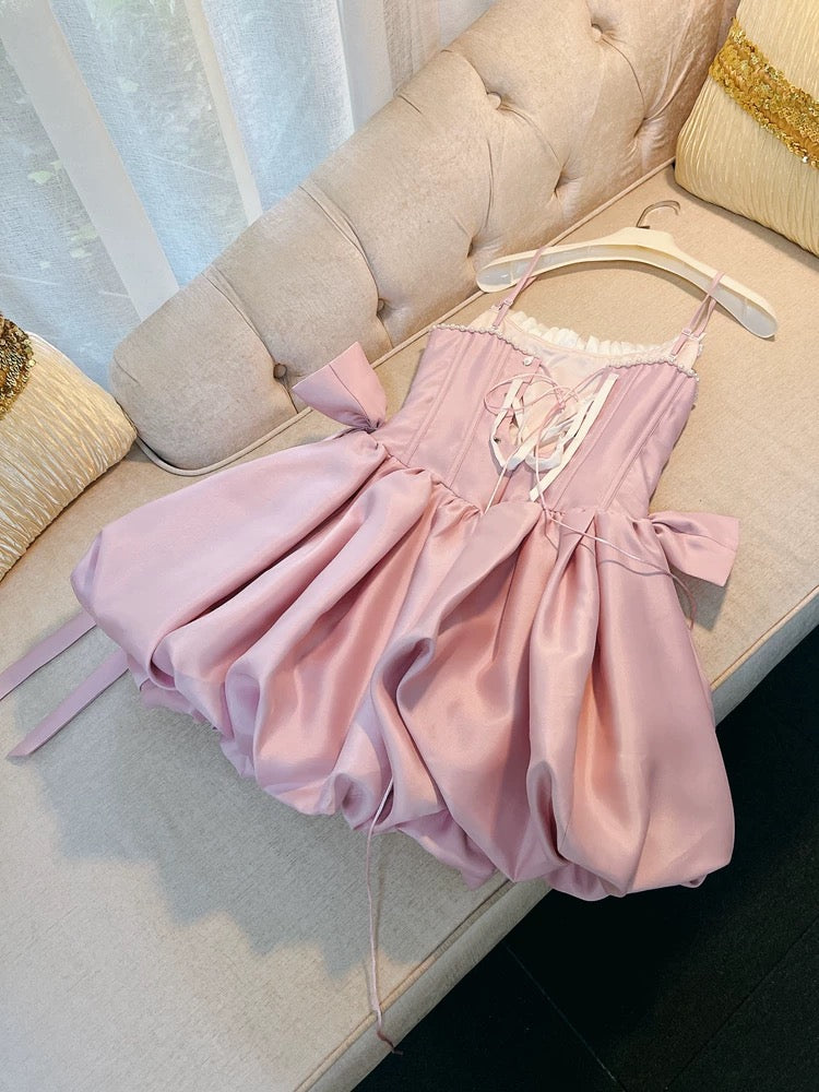 Cute A line Spaghetti Straps Short Pink Homecoming Dresses Cocktail Dress