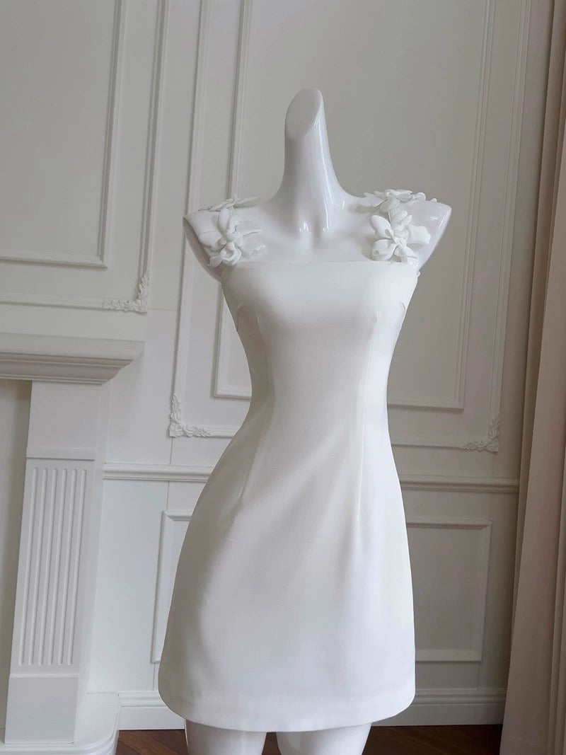 Cute Sheath Spaghetti Straps Short White Homecoming Dresses Cocktail Dress