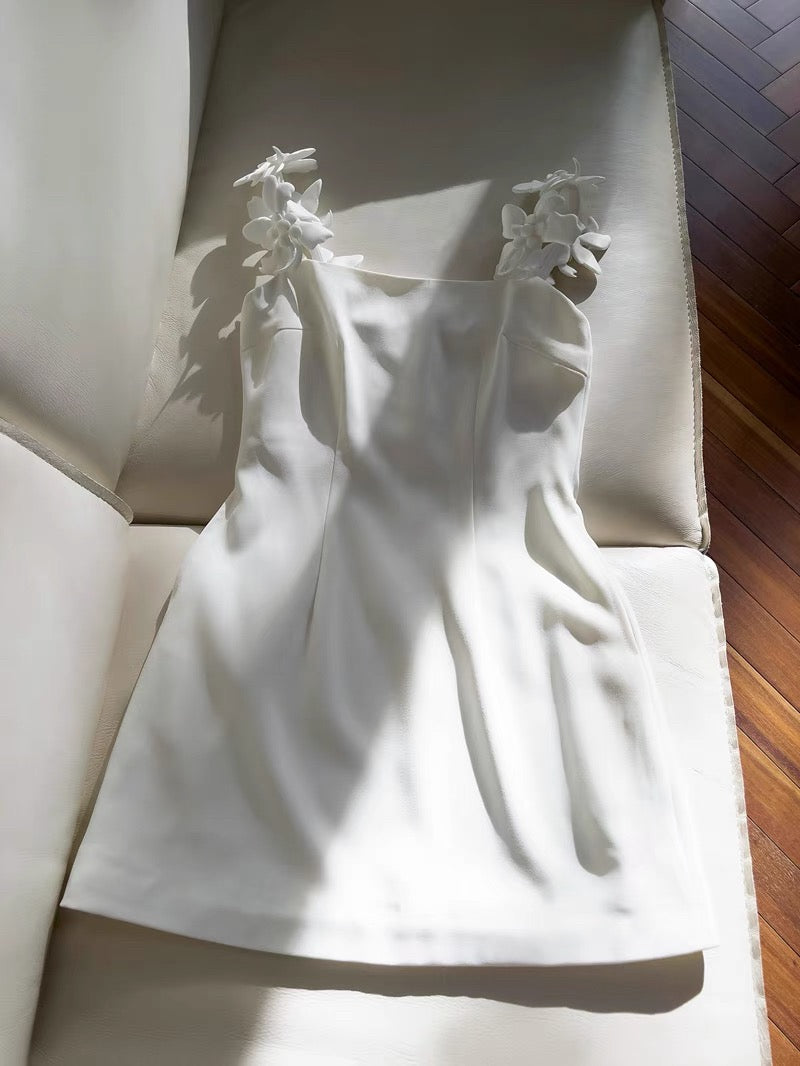 Cute Sheath Spaghetti Straps Short White Homecoming Dresses Cocktail Dress