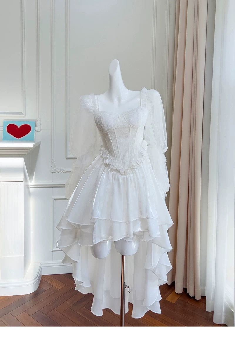 Simple High Low Spaghetti Straps White Homecoming Dresses 18th Birthday Outfits Party Dress