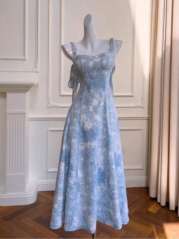 Sexy A Line Straps Sleeveless Green Blue Long Prom Dresses