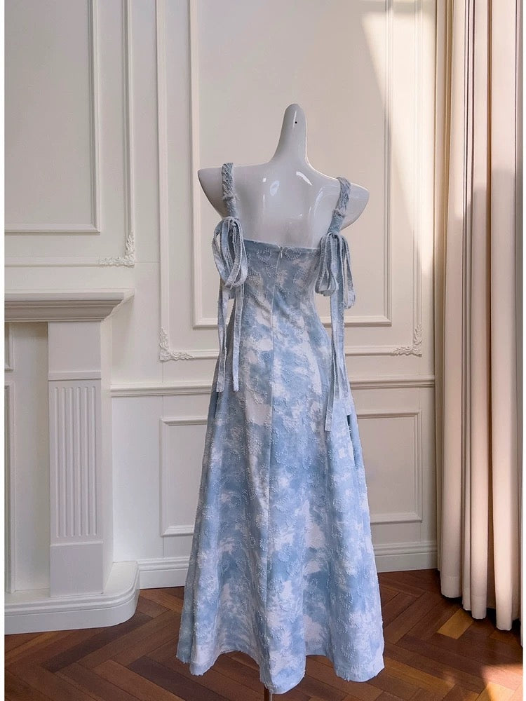 Sexy A Line Straps Sleeveless Green Blue Long Prom Dresses