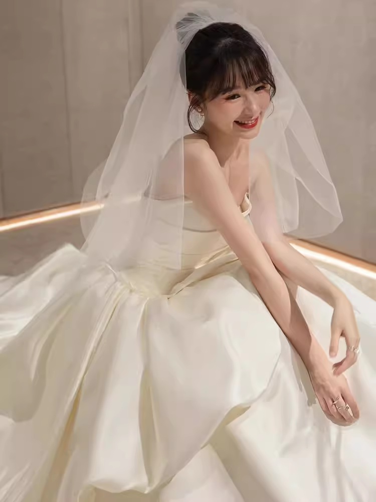 Unique Ball Gown Sweetheart Satin Long Wedding Dress