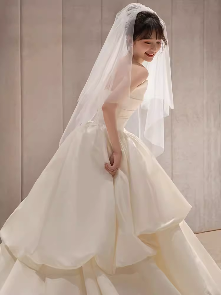 Unique Ball Gown Sweetheart Satin Long Wedding Dress