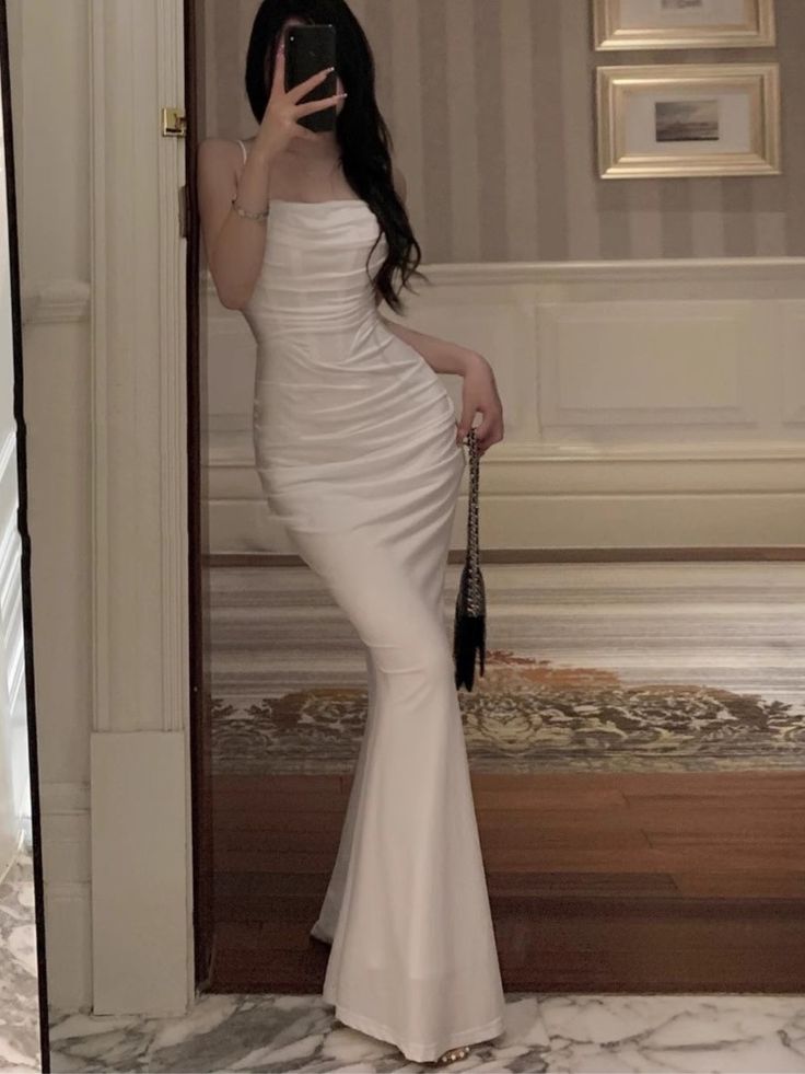 Sexy Bodycon Mermaid Long Prom Dresses New Fashion Strap Evening Party Dress