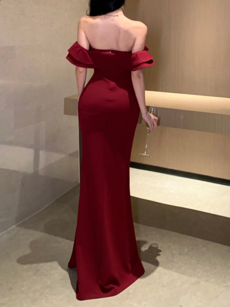Sexy Bodycon Long Dresses for Women Ruffles Prom Dress Party Dress