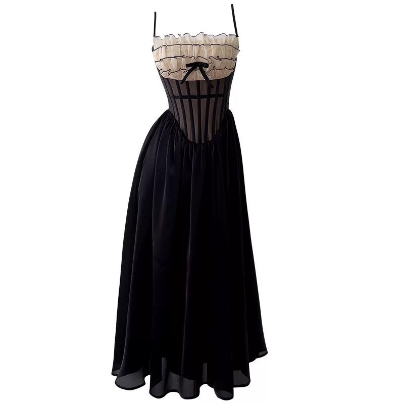 Cute A Line Spaghetti Straps Sleeveless Black Long Prom Dresses