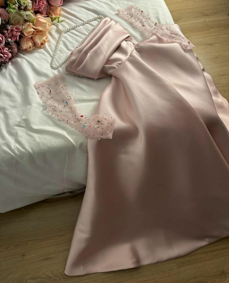 Modest A line Sweetheart Satin Pink Ruffles Long Prom Dress Evening Dresses