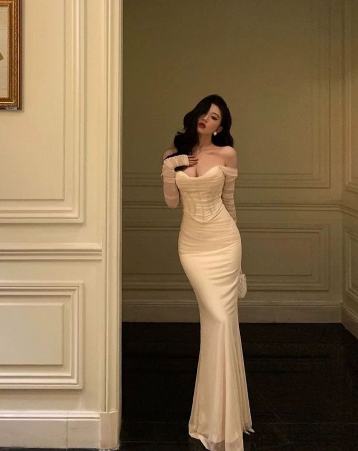 Sexy Mermaid Off The Shoulder Tulle White Satin Long Prom Dress Evening Dresses