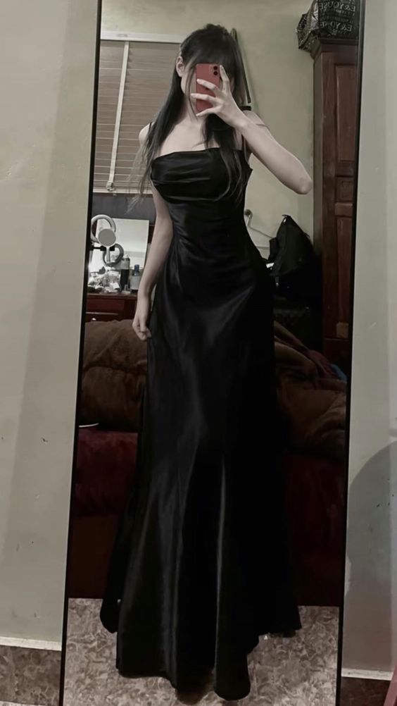 Sexy Mermaid Spaghetti Straps Black Long Long Prom Dress Evening Dresses