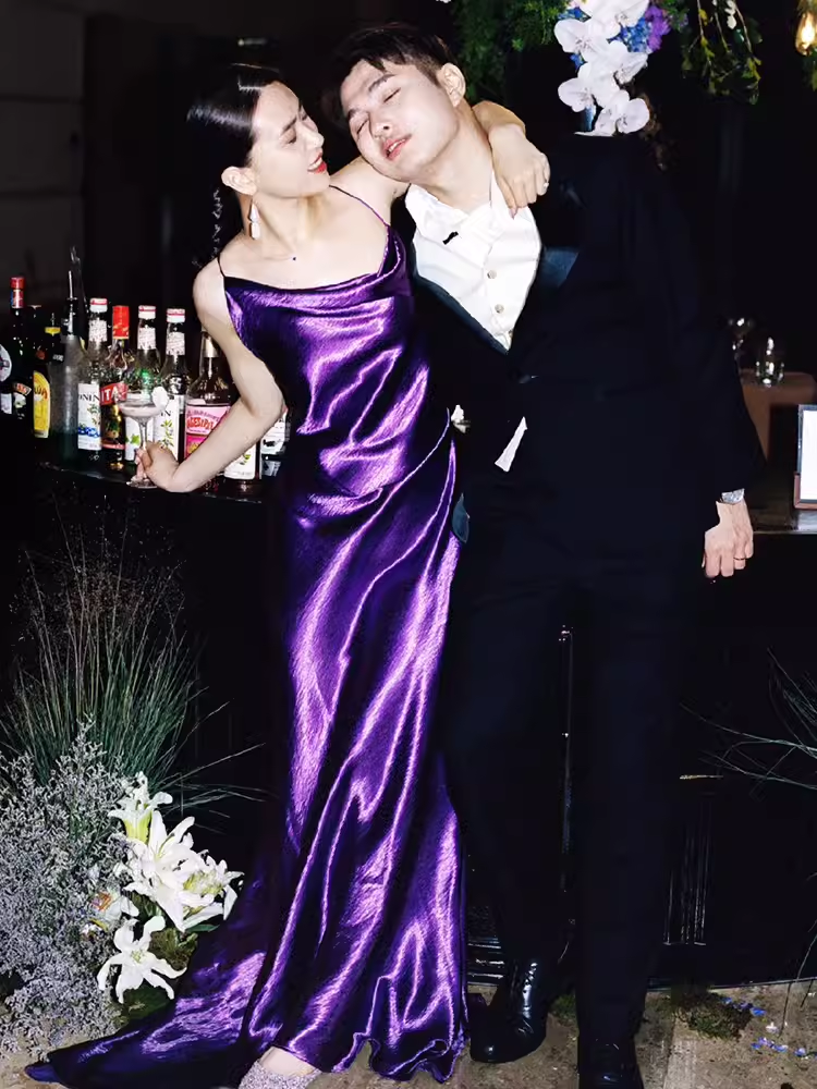 Sexy Mermaid Spagetti Straps Grape Long Prom Dresses