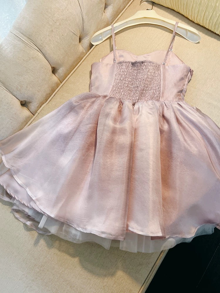Simple A Line Spaghetti Straps Pink Short Homecoming Dresses 18th Birthday Outfit