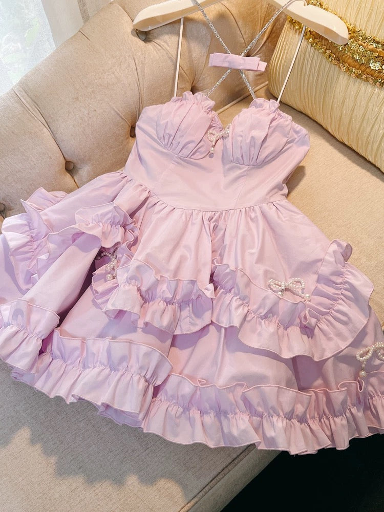 Cute Ball Gown Spaghetti Straps Pink Short Homecoming Dresses 18th Birthday Outfit