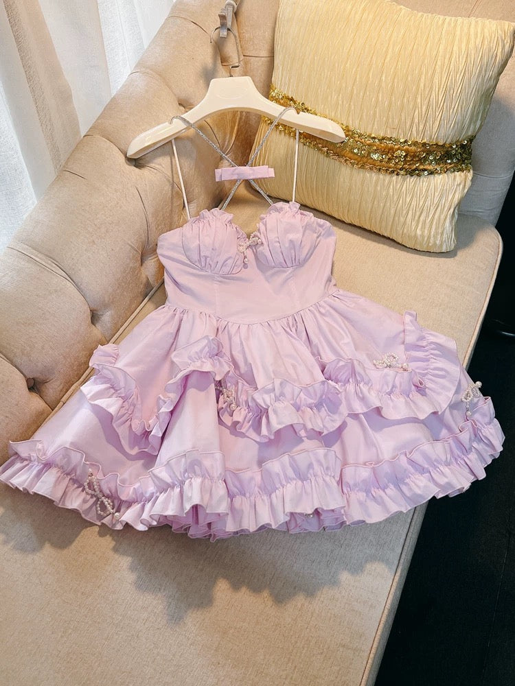 Cute Ball Gown Spaghetti Straps Pink Short Homecoming Dresses 18th Birthday Outfit