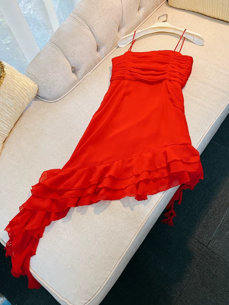 Sexy Sheath Straps Red Short Chiffon Homecoming Dresses 18th Birthday Outfit