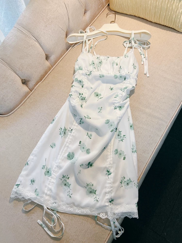 Modest Sheath Straps Floral Green Short Homecoming Dresses Satin Birthday Outfits