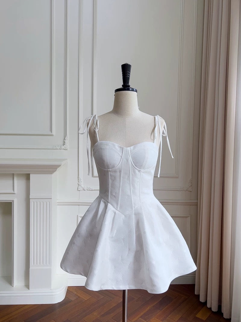 Modest A Line Spaghetti Straps White Short Homecoming Dresses Birthday Outfits