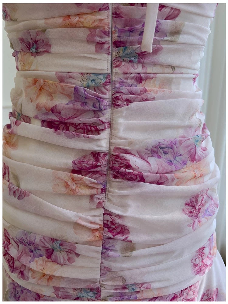 Modest Sheath Halter Floral Chiffon Short Homecoming Dresses Birthday Outfits