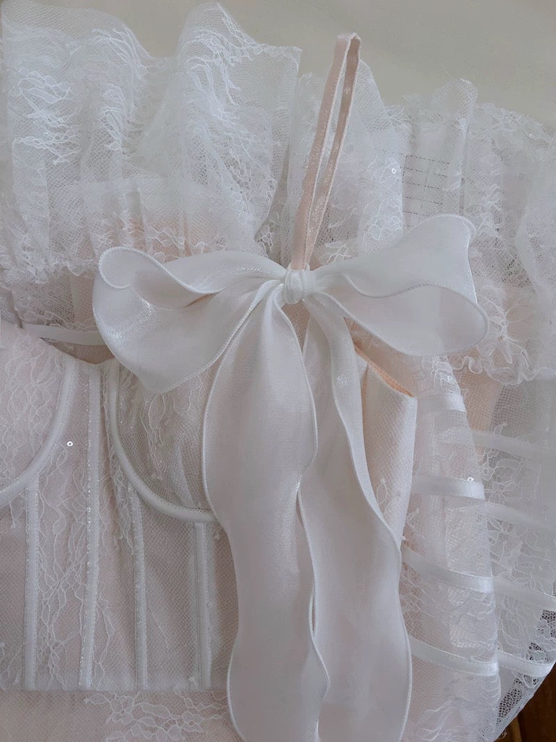 Modest A line Spaghetti Straps White Tulle Ankle Length Prom Dress Formal Dresses