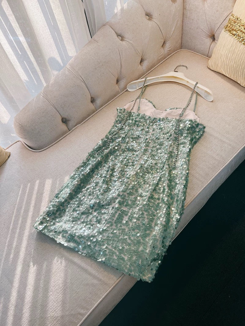 Modest Sheath Straps Sequin Green Short Homecoming Dresses Birthday Outfits With Beads