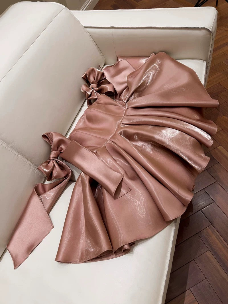 Pretty A Line Straps Satin Homecoming Dresses Birthday Outfits With Bow