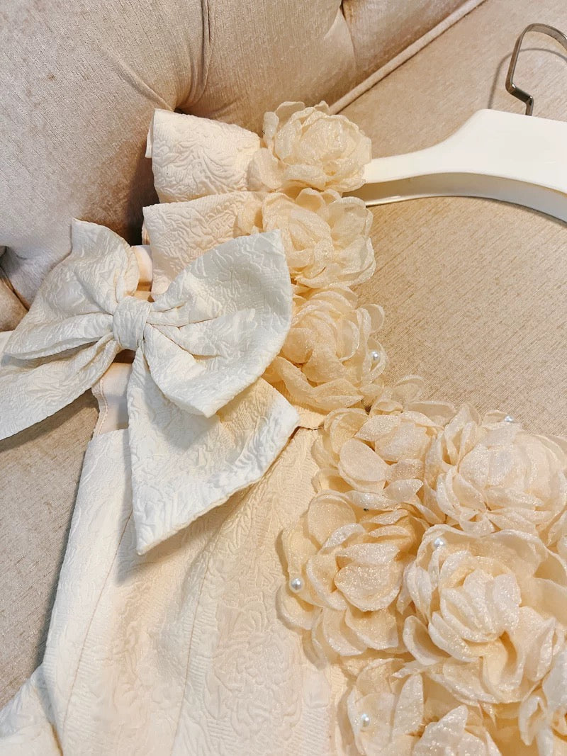 Pretty Ball Gown Straps Lace Flowers Homecoming Dresses Birthday Outfits With Bow
