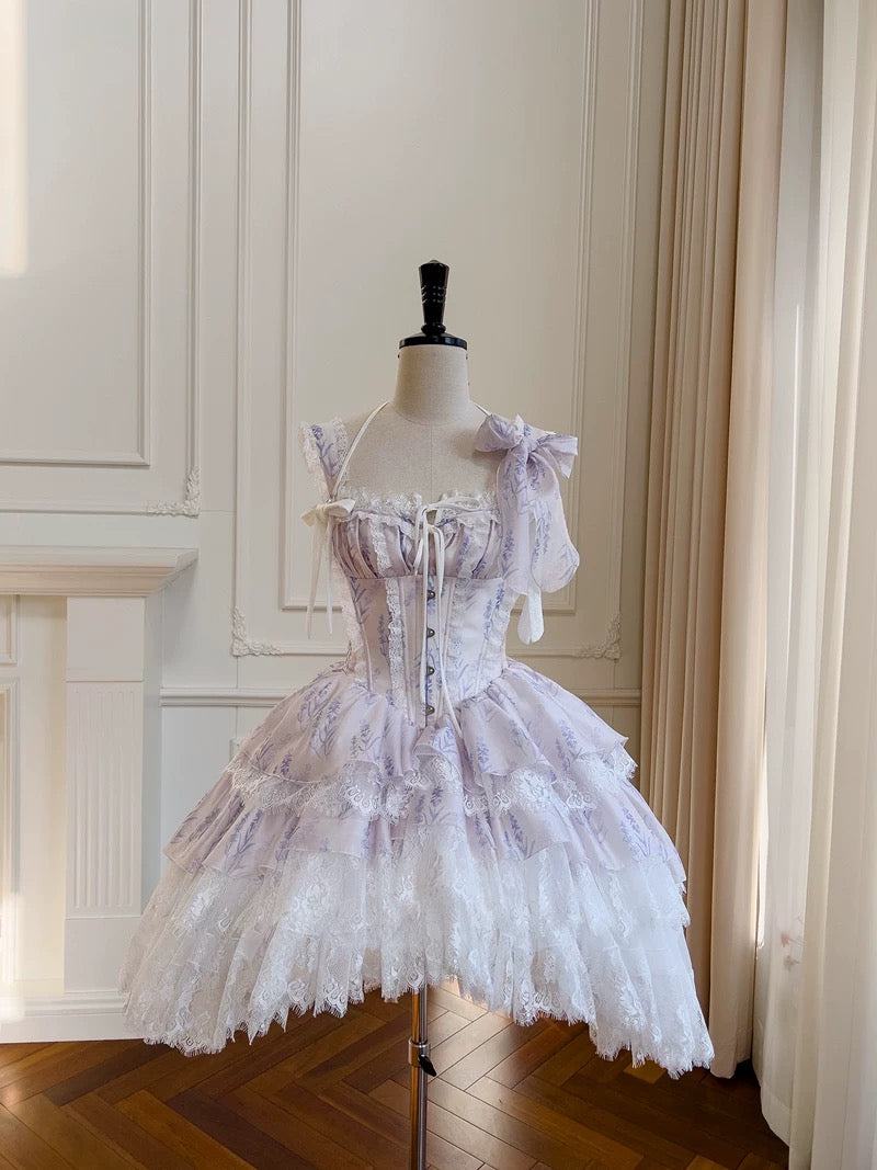 Sexy Ball Gown Spaghetti Straps Lilac Flowers Homecoming Dresses Birthday Outfits