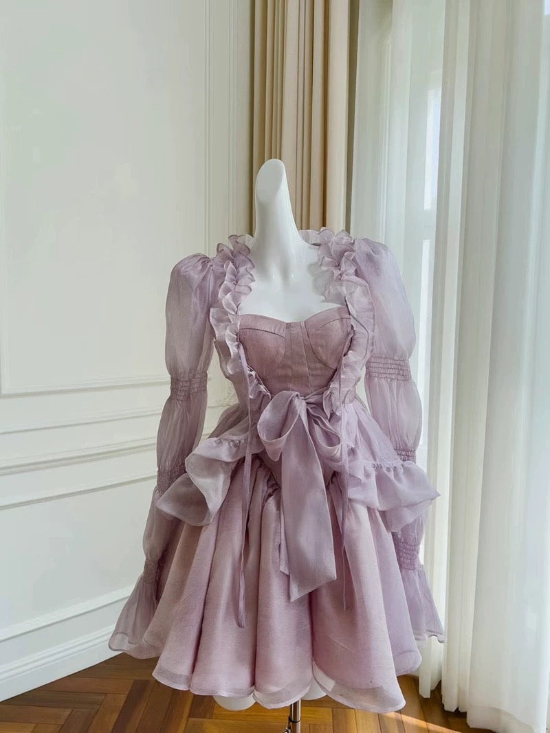 Sexy A Line Strapless Lilac Organza Short Homecoming Dresses Birthday Outfits