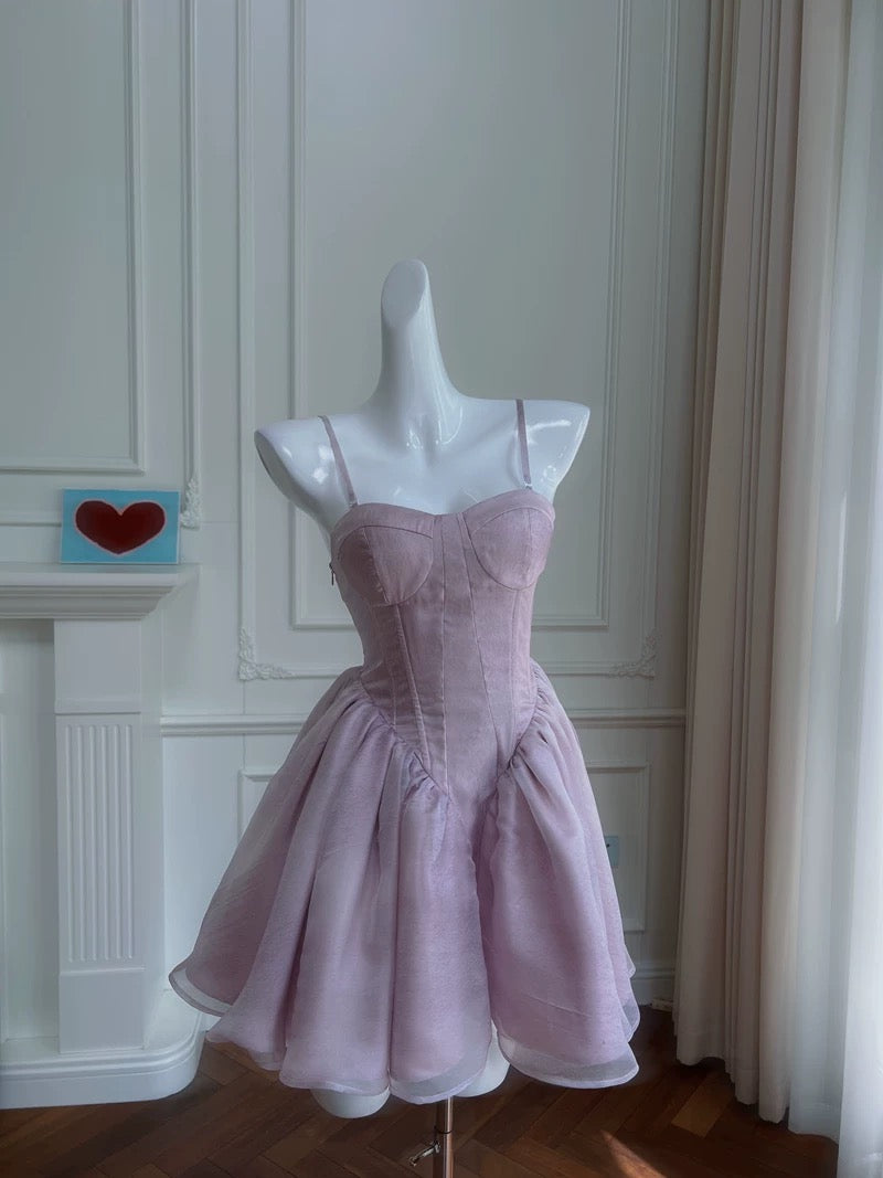 Sexy A Line Strapless Lilac Organza Short Homecoming Dresses Birthday Outfits