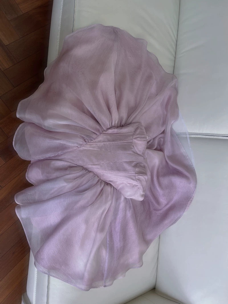 Sexy A Line Strapless Lilac Organza Short Homecoming Dresses Birthday Outfits