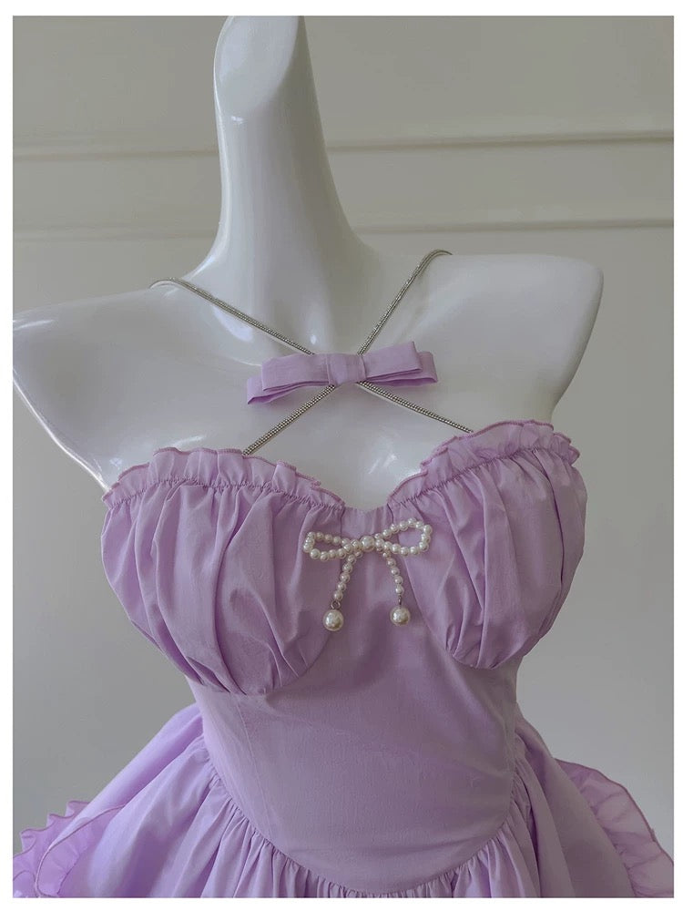 Sexy Ball Gown Halter Lilac Chiffon Short Homecoming Dresses Birthday Outfits