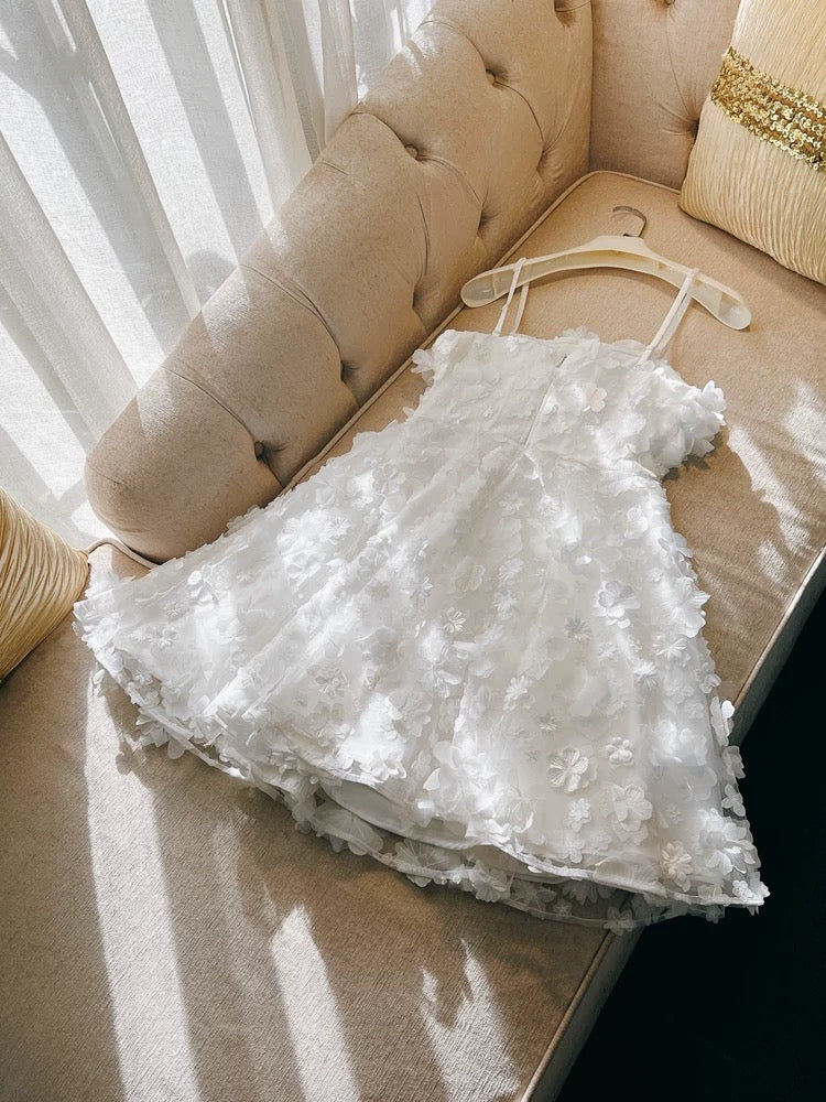 Sexy Ball Gown Spaghetti Straps White Lace Short Homecoming Dresses Birthday Outfits