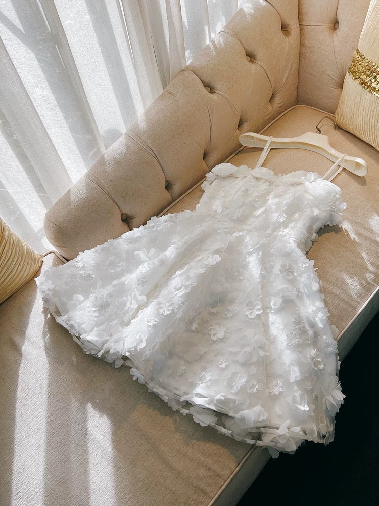 Sexy Ball Gown Spaghetti Straps White Lace Short Homecoming Dresses Birthday Outfits