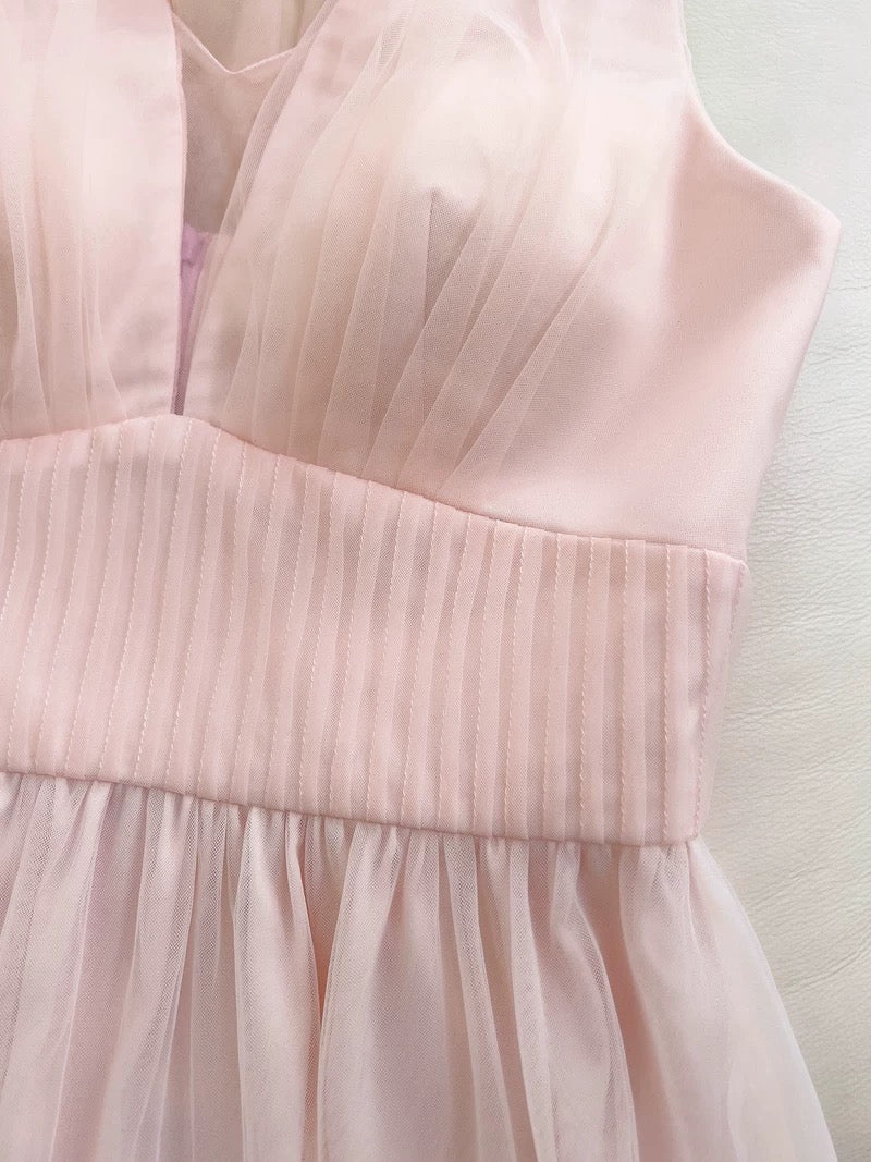 Modest A line Halter Lace Pink Long Prom Dress Formal Dresses