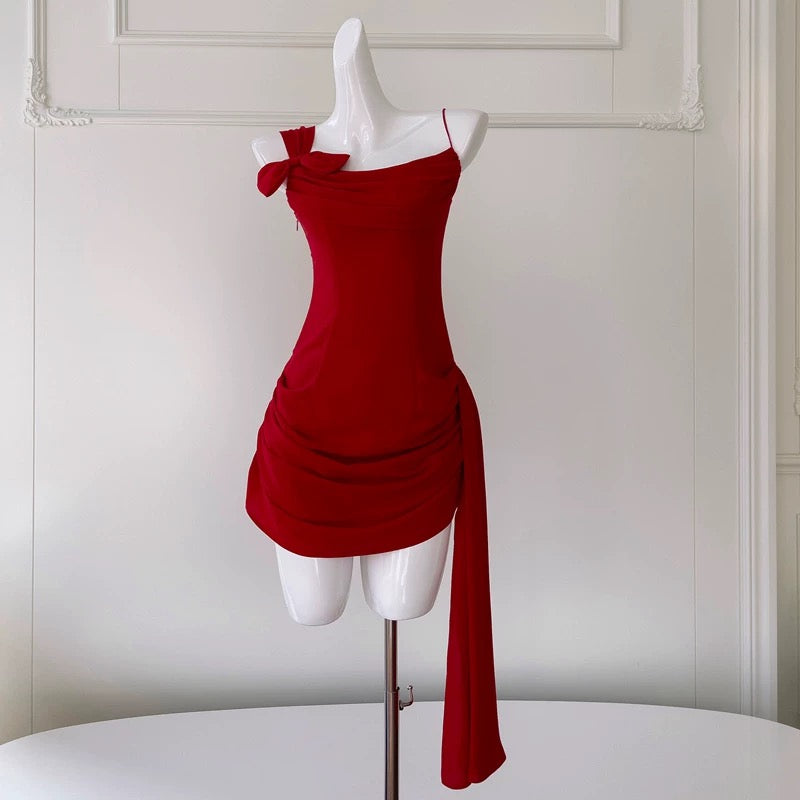 Simple Sheath Spaghetti Straps Chiffon Short Red Homecoming Dresses Birthday Outfit