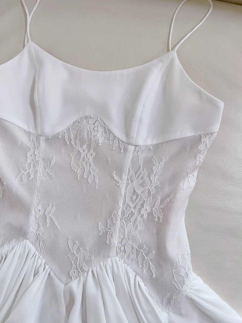 Simple A Line Spaghetti Straps Chiffon Short White Homecoming Dresses Birthday Outfit
