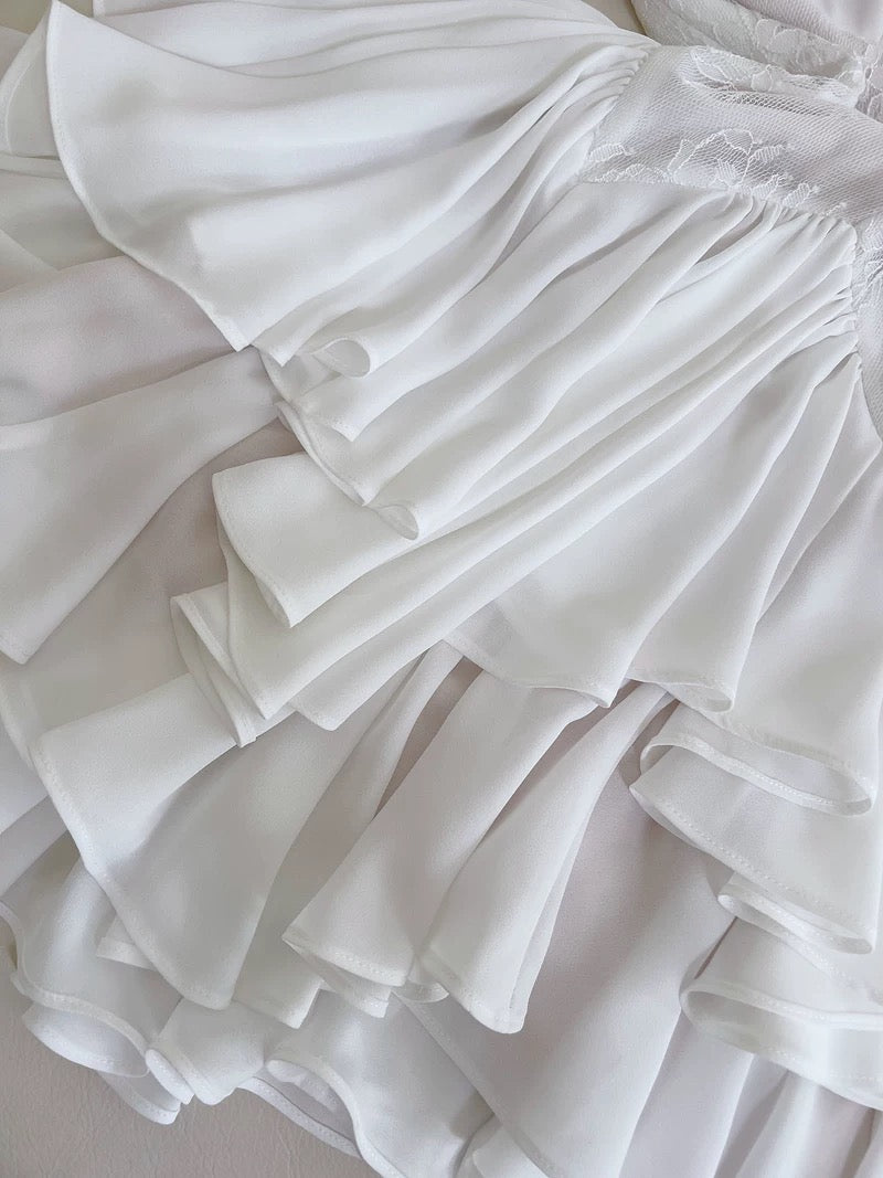 Simple A Line Spaghetti Straps Chiffon Short White Homecoming Dresses Birthday Outfit