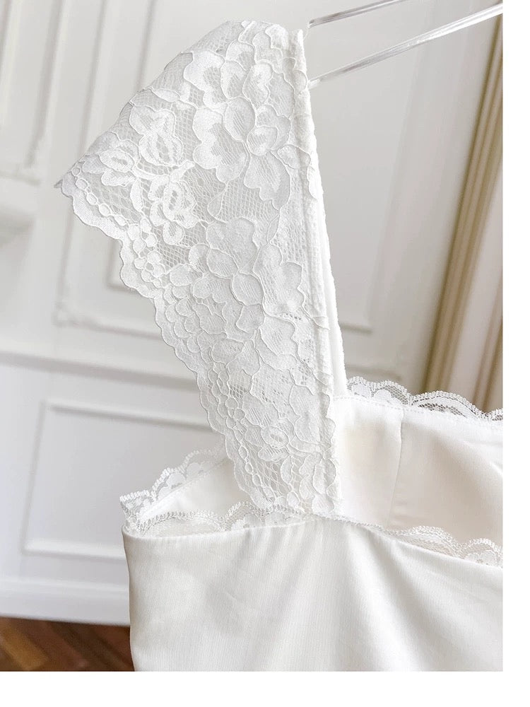 Simple A Line Straps Chiffon Short Lace White Homecoming Dresses Birthday Outfit