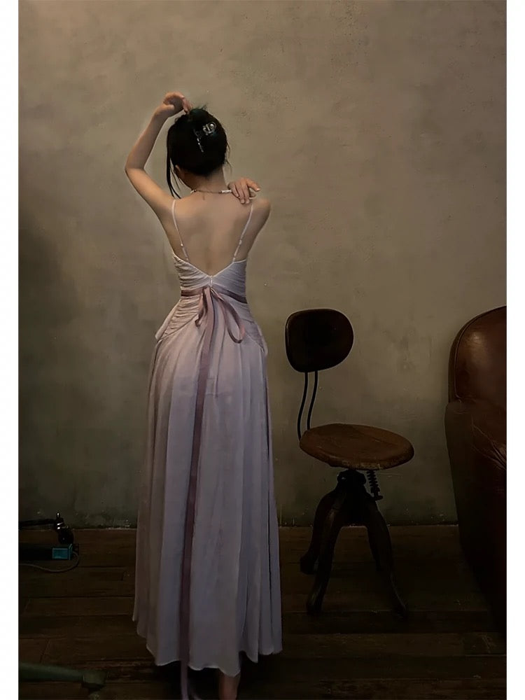 Pretty A Line Spaghetti Straps Lilac Long Prom Dresses Simple Evening Dress