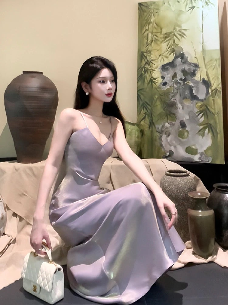 Pretty A Line Spaghetti Straps Lilac Ankle Length Prom Dresses Simple Evening Dress
