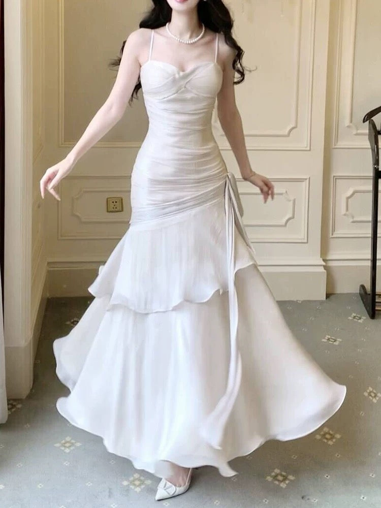 Pretty Sheath Spaghetti Straps Ivory Long Prom Dresses