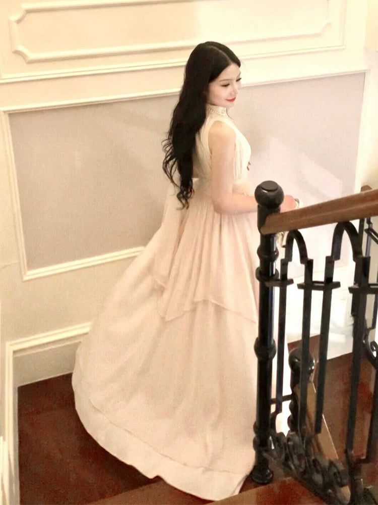 Gorgeous A Line High Neckline Chiffon Long Prom Dresses Evening Dress