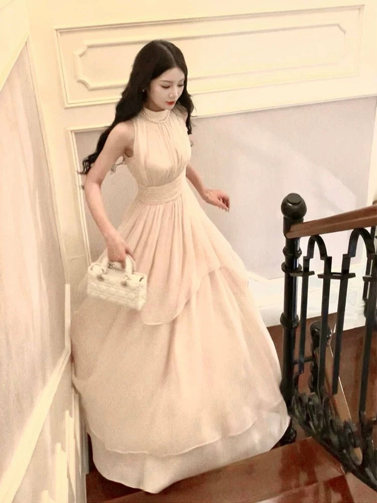 Gorgeous A Line High Neckline Chiffon Long Prom Dresses Evening Dress