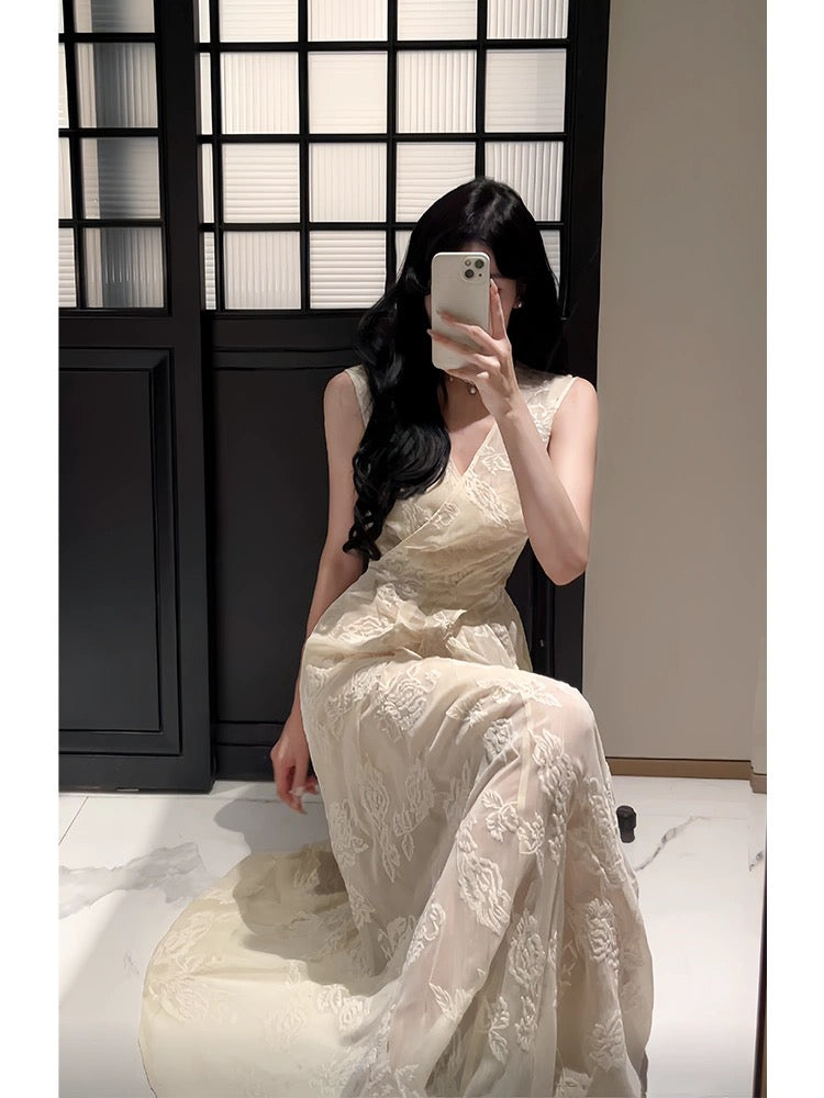 Classy A Line V Neckline Ankle Length Lace Prom Dresses Evening Dress
