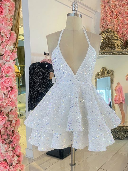 Sexy Short White Homecoming Dress Sequins Pink Black Party Dresses for Women