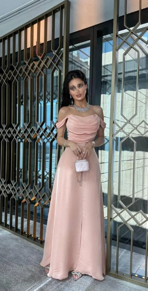 Sexy A Line Off The Shoulder Strapless Pink Long Prom Dresses Evening Dress With Ruffles